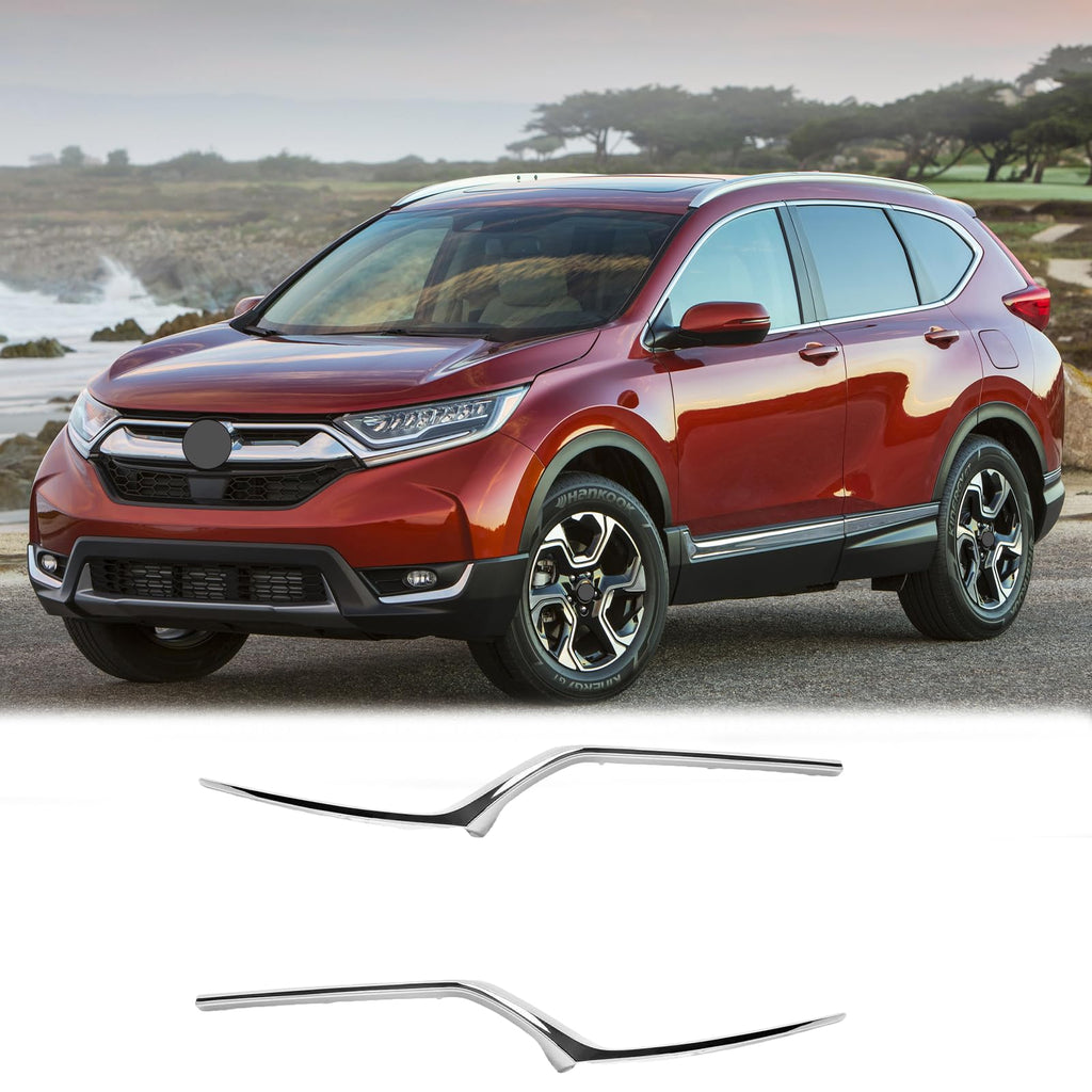 BUFEETERS Front Trim Grille Headlight Molding Fit For 2017 2018 2019 Honda CRV CR-V,Factory Style,Chrome