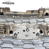 BUFEETERS Front Bumper Upper Grille Fit For 2014 2015 Chevy Silverado 1500,Honeycomb Style,Silver Ice Metallic&Chrome