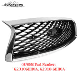 BUFEETERS   Front Bumper Upper Grille Fit For 2018 2019 2020 2021 2022 2023 INFINITI Q50 W/Sensor Holes,Mesh Style,Chrome&Black