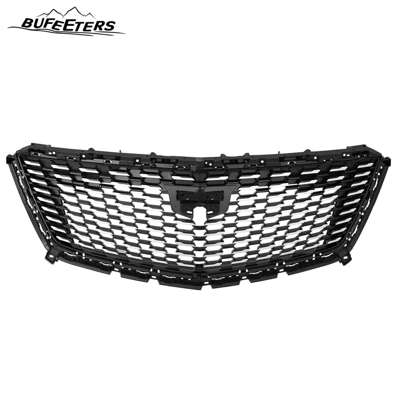 BUFEETERS Front Bumper Upper Grille W/o Camera Hole Fit For 2016 2017 2018 2019 2020 2021 2022 2023 Cadillac XT5,Sky Diamond Style,Silver&Black