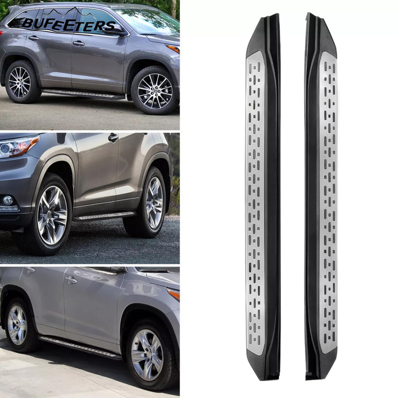 BUFEETERS  Side Step Running Board Nerf Bar Fit For 2014 2015 2016 2017 2018 2019 Toyota Highlander,Factory Style,Black&Silver