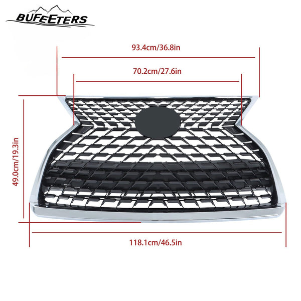 BUFEETERS  Front Upper Grille Without Camera Hole Fit For 2020 2021 2022 Lexus RX350 RX450h RX350L RX450hL,Honeycomb insert Style,Chrome&Black