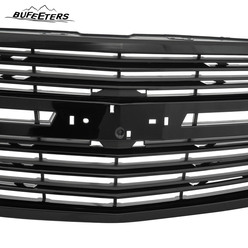 BUFEETERS Front Bumper Upper Grille Fit For 2015 2016 2017 2018 2019 2020 Chevrolet Tahoe,Mesh Style,Gloss Black