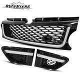 BUFEETERS  Front Grille Air Side Vent Set Fit For 2010 2011 2012 2013 Land Rover Range Rover Sport L320,Mesh Style,Black&Silver
