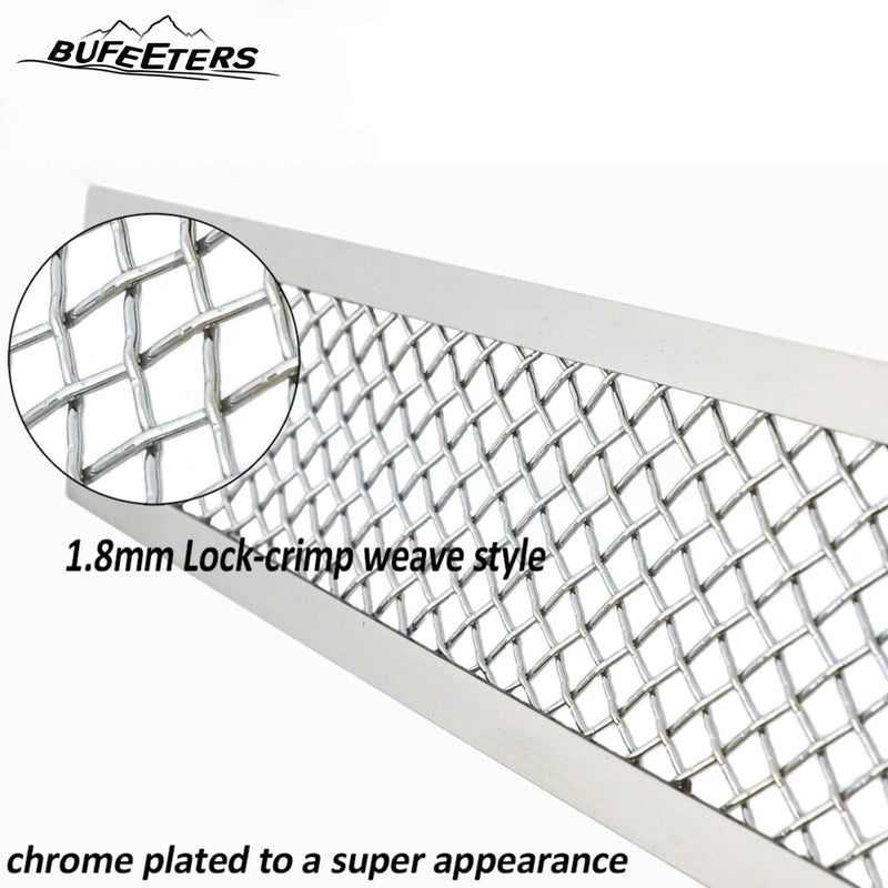 BUFEETERS  Front Bumper Upper Grille Stainless Insert Combo Chrome Fit For 2008 2009 2010 2011 2012 2013 Cadillac CTS,Mesh Style,Chrome&Silver