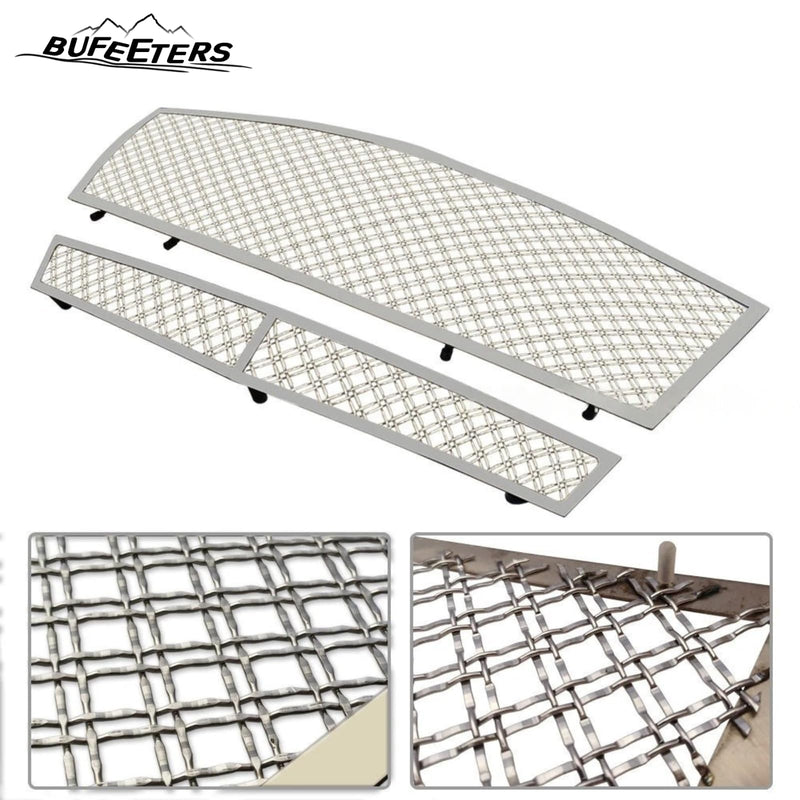 BUFEETERS  Front Bumper Stainless Chrome Dual Mesh Grille Fit For 2008 2009 2010 2011 2012 2013 Cadillac CTS/2011 2012 2013 CTS Coupe,Mesh Style