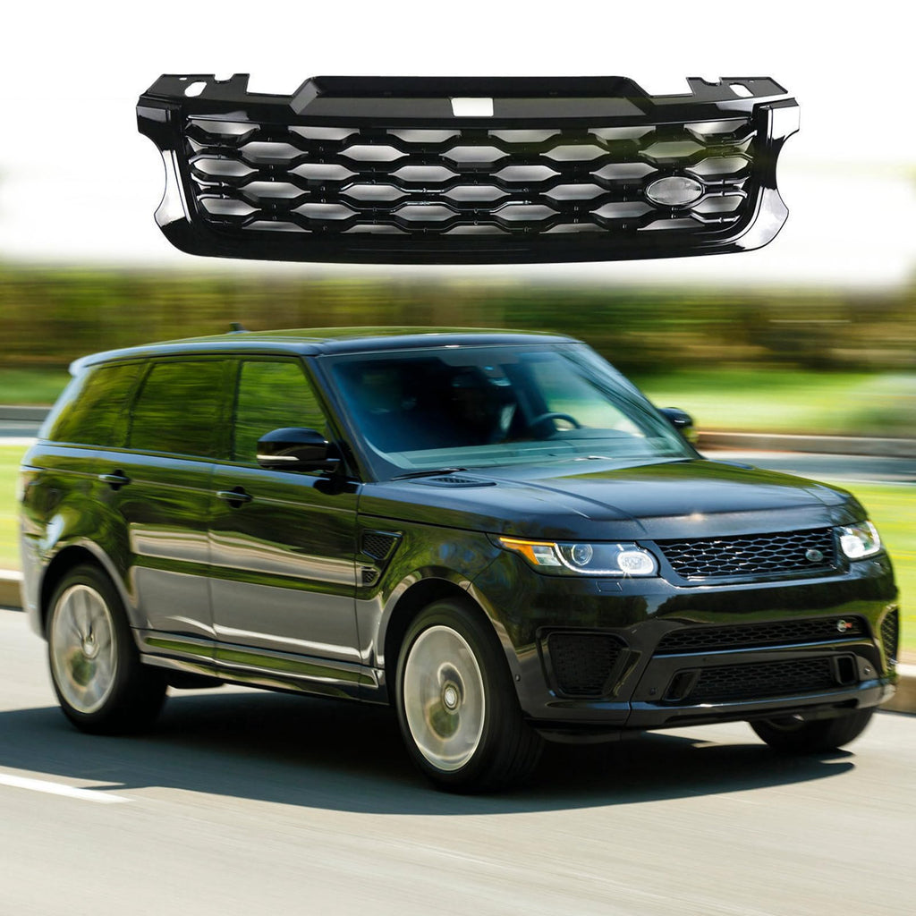 BUFEETERS  Front Bumper Upper Grille Fit For 2014 2015 2016 2017 Land Rover Range Rover Sport L494,Honeycomb Style,Gloss Black