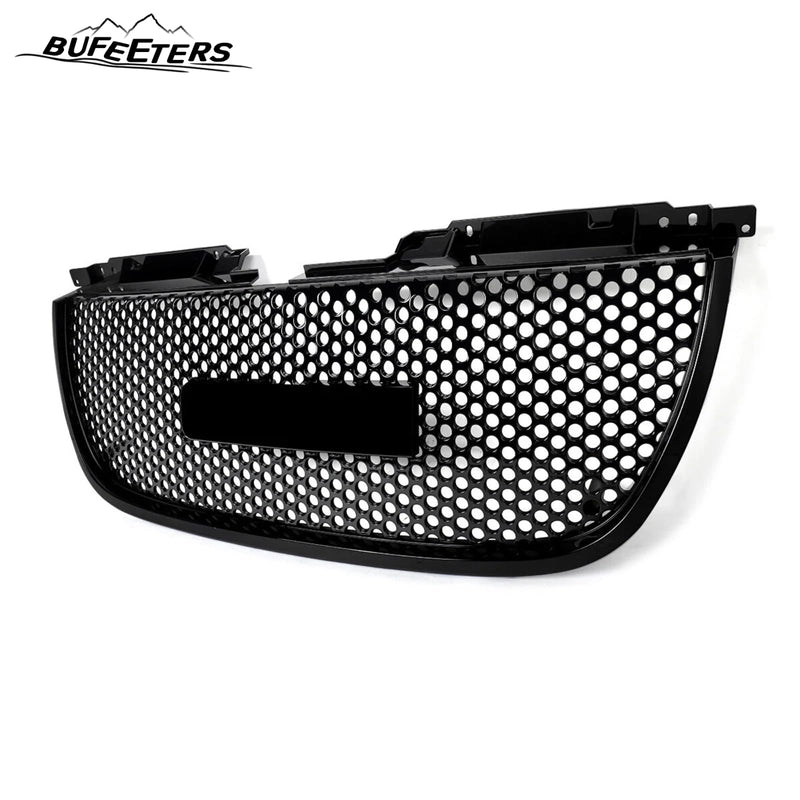BUFEETERS Front Upper Grille Round Hole Mesh Fit For 2007 2008 2009 2010 2011 2012 2013 2014 GMC Yukon/Yukon XL,Denali Style,Gloss Black