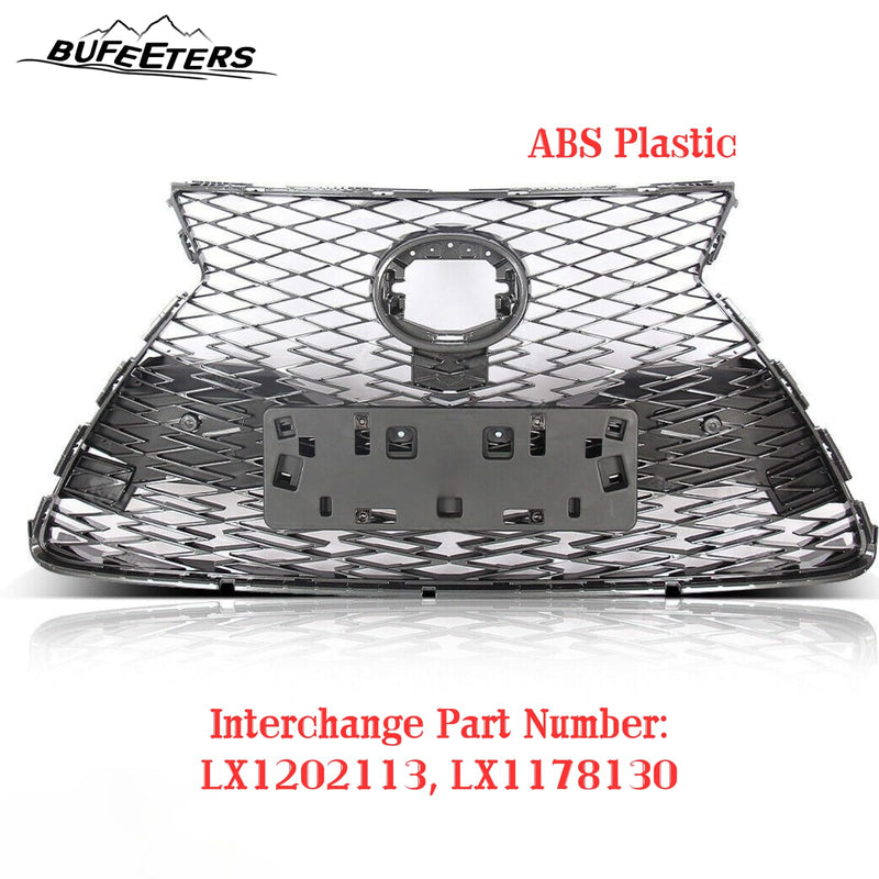 BUFEETERS  Front Bumper Grille Grey With Chrome Trim Surround Fit For 2018 2019 2020 2021 Lexus NX300 F Sport,OE Style,Chrome&Grey