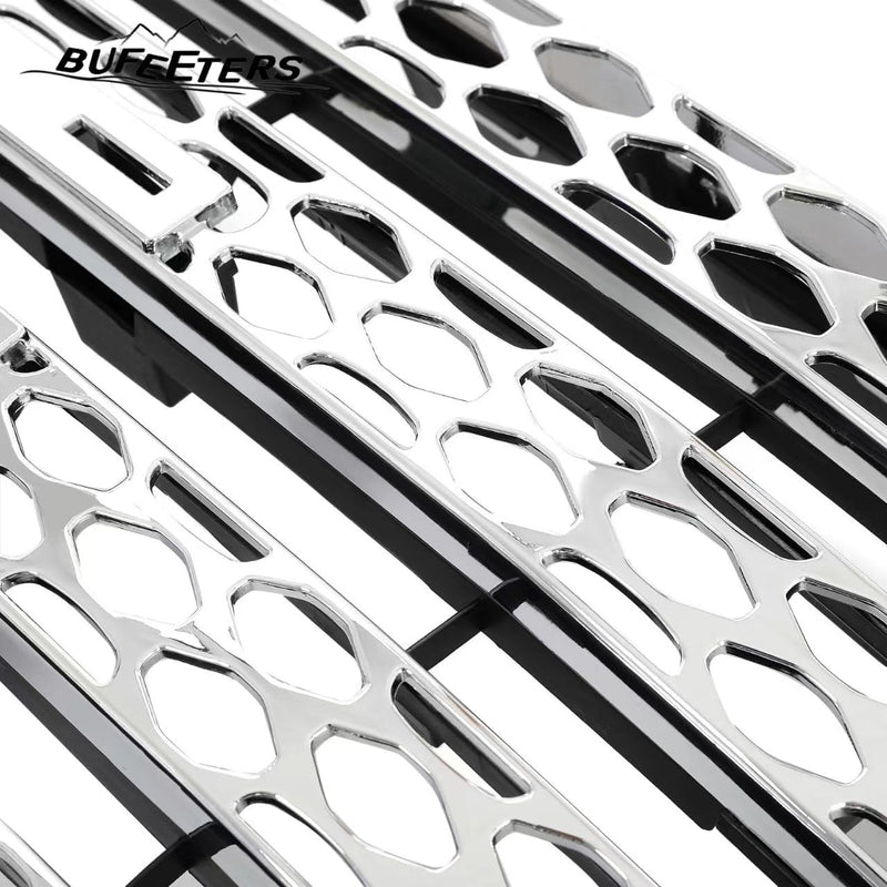 BUFEETERS Front Bumper Upper Chrome Grille Fit For 2011 2012 2013 2014 GMC Sierra 2500 HD Sierra 3500 HD,Honeycomb Style,Chrome&Silver