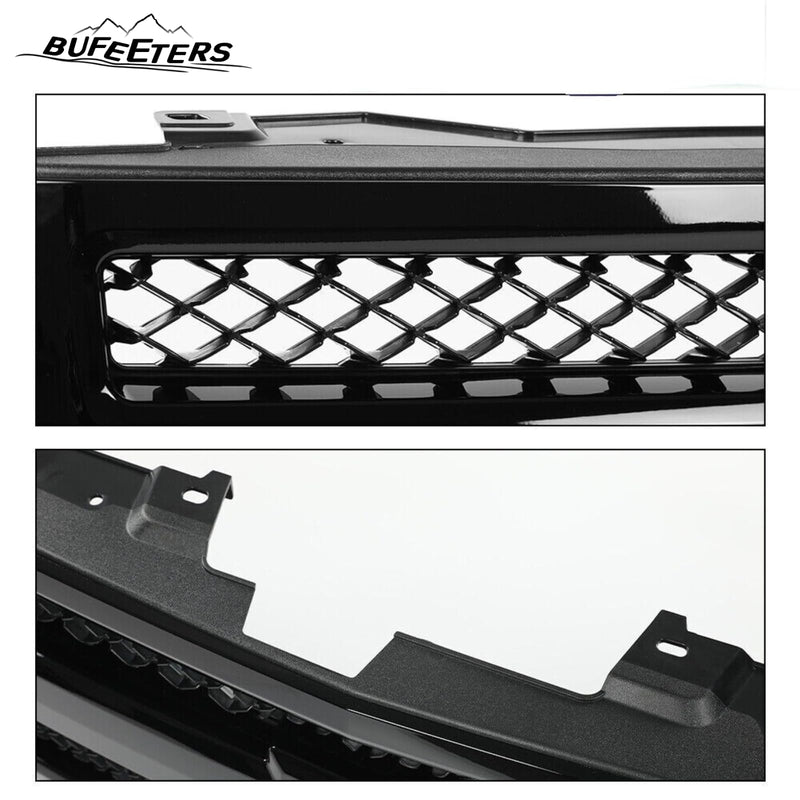 BUFEETERS Front Upper Grille Fit For 2007 2008 2009 2010 2011 2012 2013 Chevrolet Silverado 1500,Mesh insert Style,Gloss Black Shell w/ Black Insert