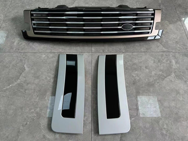 BUFEETERS  Black Grey Front Bumper Hood Grille Mesh Side Fender Vent Fit For 2023 LR Range Rover L460