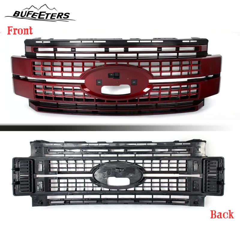 BUFEETERS Front Bumper Upper Grille Fit For 2017 2018 2019 F-250 F-350 F-450 F-550 Super Duty,Platinum Style,RR Ruby Red&Matte Black