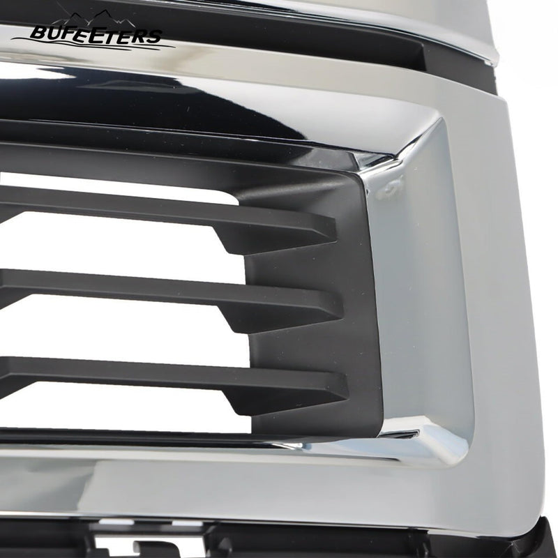 BUFEETERS Front Bumper Upper Grille Fit For 2014 2015 Chevy Silverado 1500,Factory Style,Black Grille with Chrome Surround