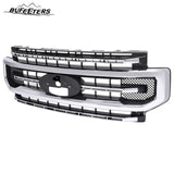 BUFEETERS Front Bumper Upper Grille Fit For 2020 2021 2022 F-250 F-350 F-450 F-550 Super Duty,Platinum Style,Silver&Black