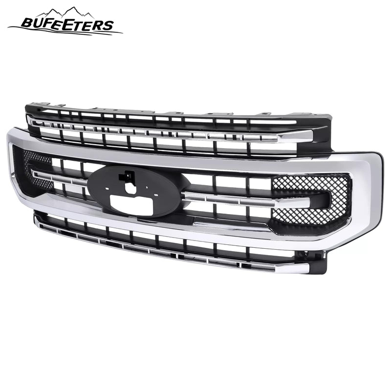 BUFEETERS Front Bumper Upper Grille Fit For 2020 2021 2022 F-250 F-350 F-450 F-550 Super Duty,Platinum Style,Silver&Black