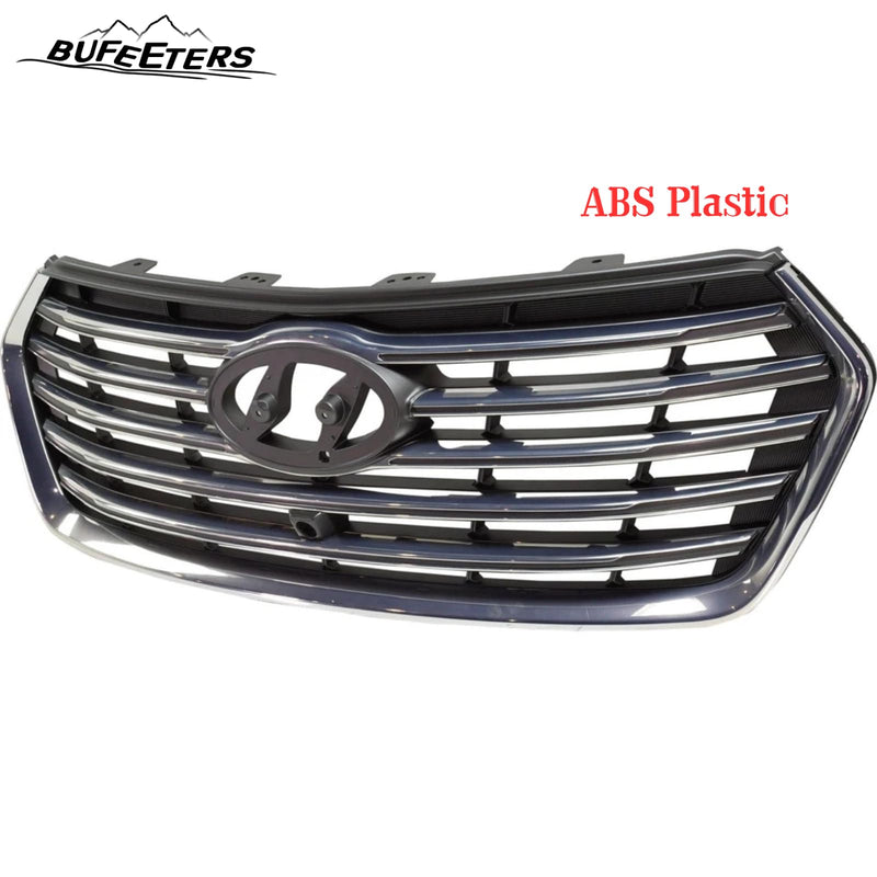 BUFEETERS    Front Bumper Grille With Camera Hole Fit For 2017 2018 2019 Hyundai Santa Fe XL,Horizontal Billet Style,Chrome&Gray