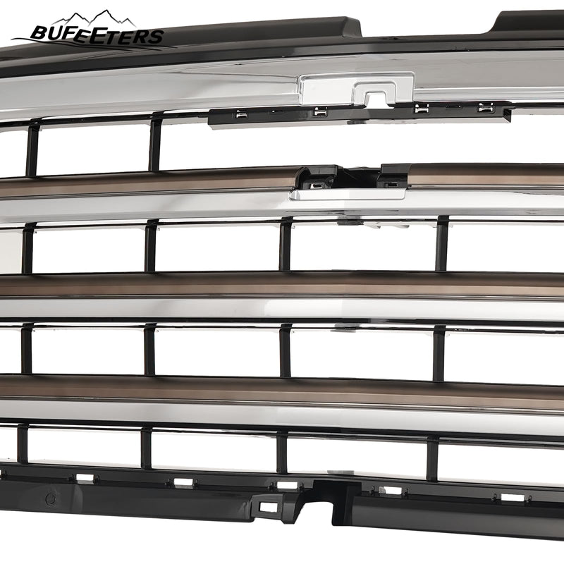 BUFEETERS Front Bumper Upper Grille Fit For 2022 2023 2024 Chevy Silverado 1500 High Country,Chrome&Silver