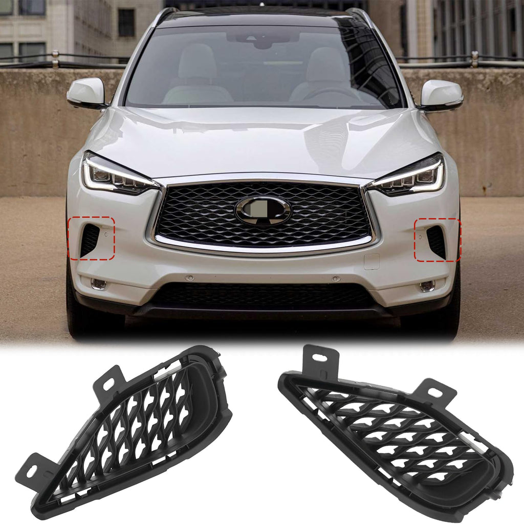 BUFEETERS  2PCS Front Bumper Grille Driver & Passenger Side Fit For 2019 2020 2021 2022 2023 INFINITI QX50,Mesh Style,Black