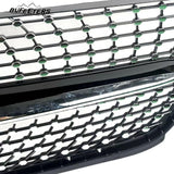 BUFEETERS   Front Bumper Upper Grille W/o Camera Hole Fit For 2012 2013 2014 2015 Benz W166 ML-Class Facelift,Diamond Style,Gloss Black