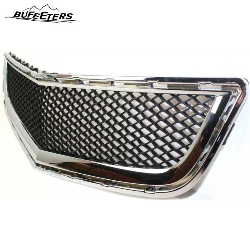 BUFEETERS  Front Bumper Upper Lower Grille Kit Fit For 2009 2010 2011 2012 Chevy Chevrolet Traverse,Honeycomb Style,Chrome Shell w/ Black Insert