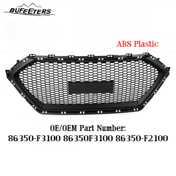 BUFEETERS     Front Bumper Hood Grille Fit For 2017 2018 Hyundai Elantra Sedan,Honeycomb Style,Matte Black