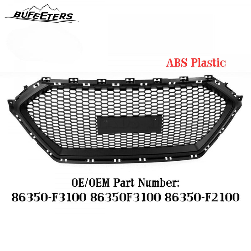BUFEETERS     Front Bumper Hood Grille Fit For 2017 2018 Hyundai Elantra Sedan,Honeycomb Style,Matte Black