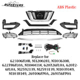 BUFEETERS Front Upper Lower Grille/Grill Trim/Fog Lamp Kit Fit For 2017 2018 2019 2020 Nissan Rogue,Factory Style,Chrome&Black&Silver