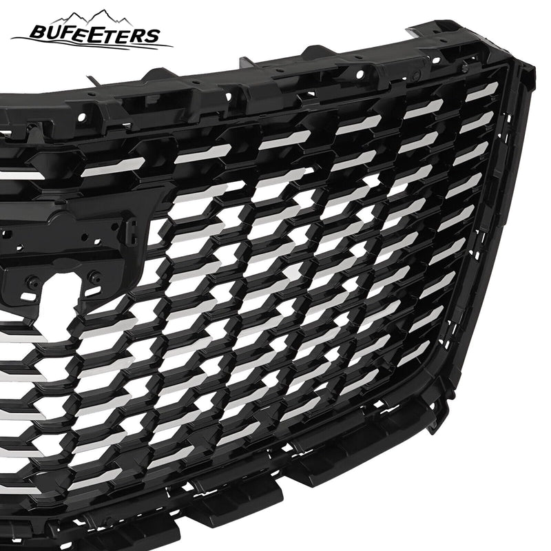 BUFEETERS Front Bumper Upper Grille W/o Camera Hole Fit For 2016 2017 2018 2019 2020 2021 2022 2023 Cadillac XT5,Sky Diamond Style,Silver&Black