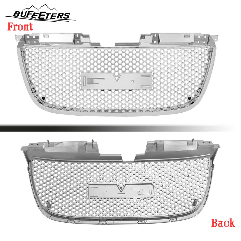 BUFEETERS Front Bumper Upper Grille Fit For 2007 2008 2009 2010 2011 2012 2013 2014 GMC Yukon/Yukon XL 1500 2500,Honeycomb Style,Chrome
