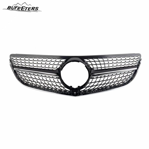 BUFEETERS  Front Bumper Upper Grille Fit For 2014 2015 2016 2017 Mercedes Benz W207 E-CLASS Coupe Facelift,Diamond Style,Black
