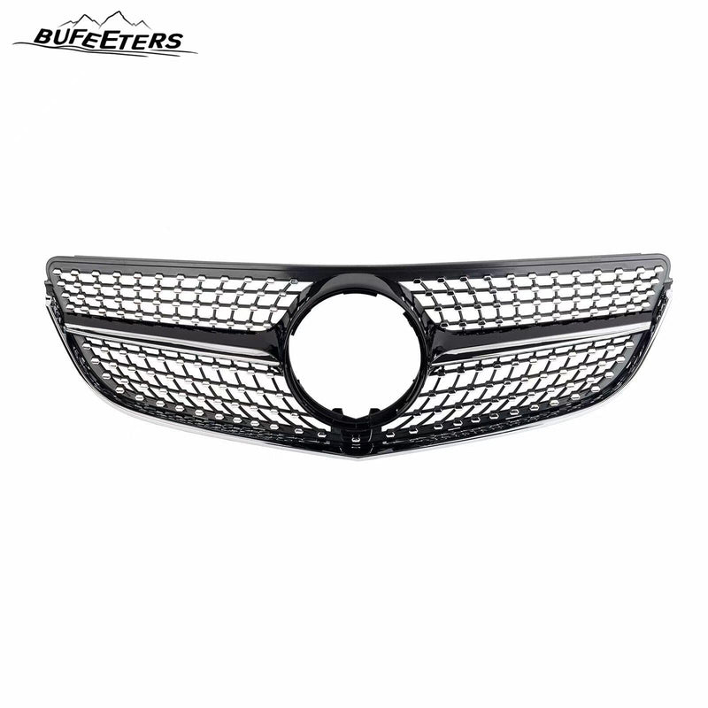BUFEETERS  Front Bumper Upper Grille Fit For 2014 2015 2016 2017 Mercedes Benz W207 E-CLASS Coupe Facelift,Diamond Style,Black