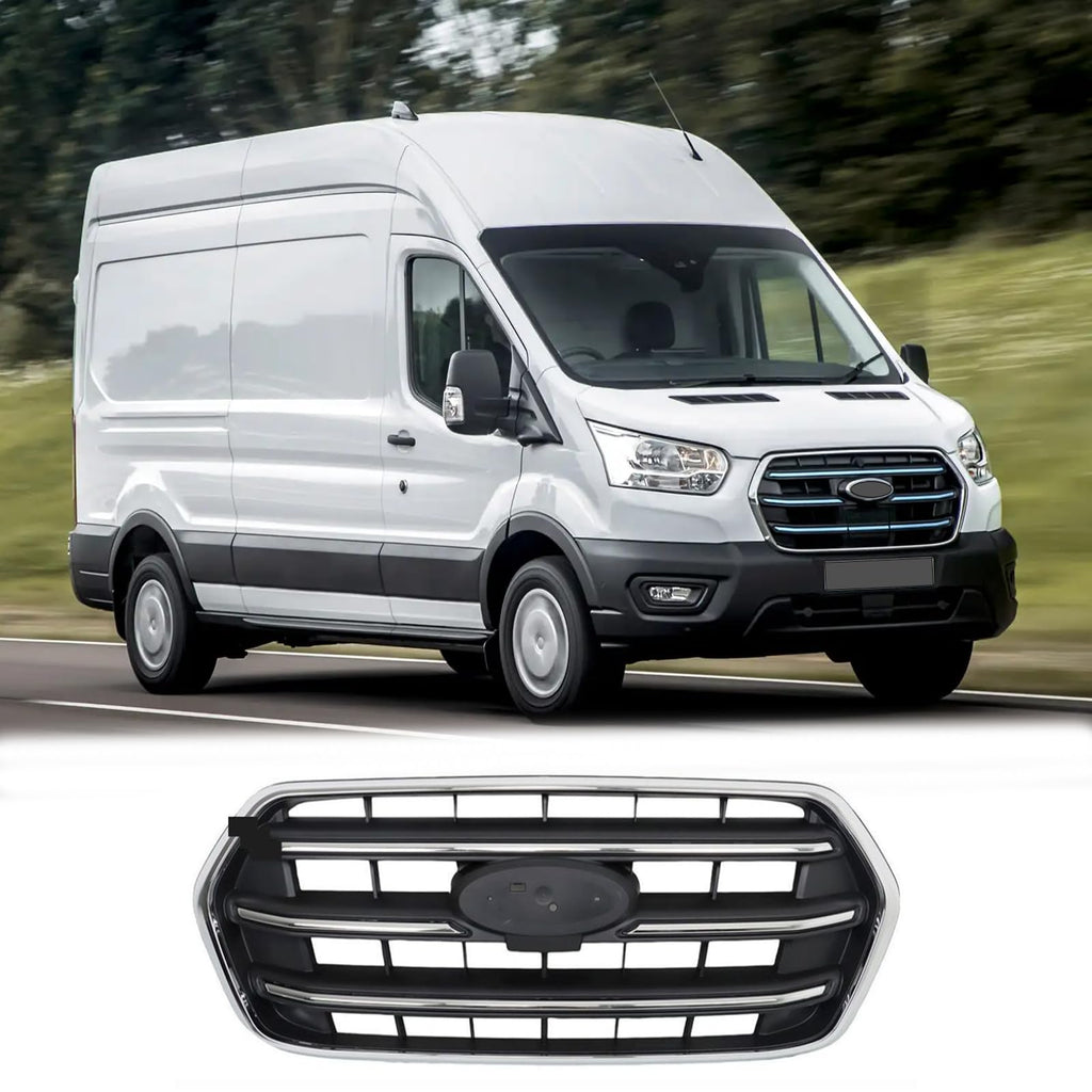 BUFEETERS Front Upper Grille W/Chrome Trim Fit For 2020 2021 2022 Ford Transit 150 250 350,Factory Style,Chrome&Black