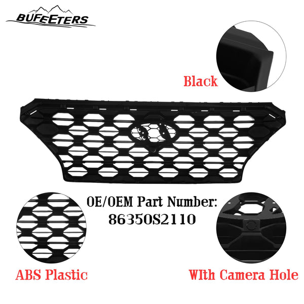 BUFEETERS   Front Bumper Grille W/ Camera Hole Fit For 2019 2020 Hyundai Santa Fe,Full Black
