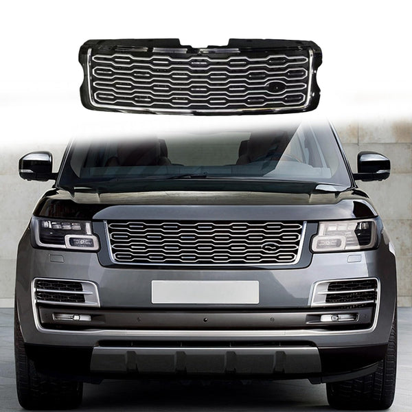 BUFEETERS   Front Grille Mesh Vent Cover Grill Bar Fit For Range Rover 2018+ SVA,Black&Silver