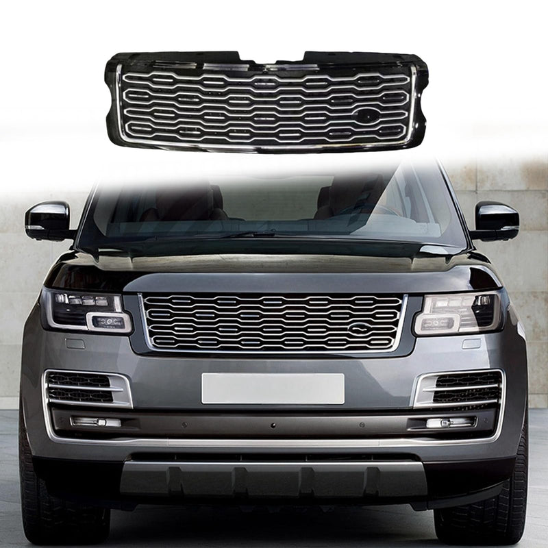 BUFEETERS   Front Grille Mesh Vent Cover Grill Bar Fit For Range Rover 2018+ SVA,Black&Silver