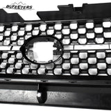 BUFEETERS  Front Bumper Upper Grille Grill & Hood Bulge Fit For 2014 2015 2016 2017 2018 2019 2020 Toyota Tundra,Honeycomb Style,Gloss Black&Gary
