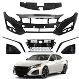 BUFEETERS  7PCS Front Bumper Grille Fog Light Cover Black Molding Fit For 2023 2024 Nissan Altima SR,Factory Style,Gloss Black