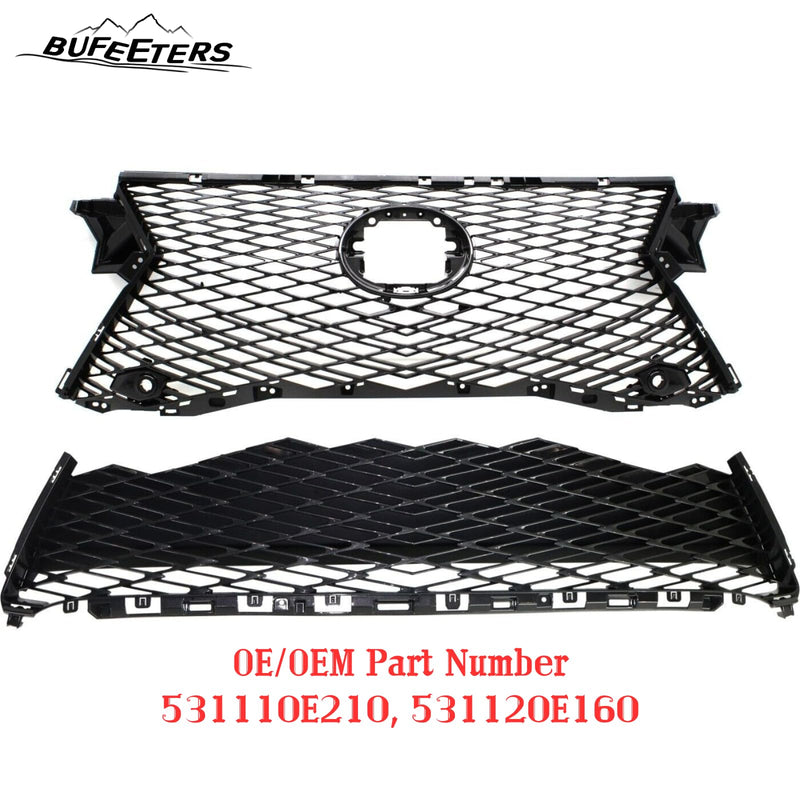 BUFEETERS  Front Upper and Lower Grille Assembly Fit For 2016 2017 2018 2019 Lexus RX350 RX450 F Sport,Grey
 