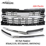BUFEETERS Front Bumper Upper Grille With Camera Fit For 2022 2023 2024 Chevy Silverado 1500,Horizontal Billet Style,Chrome&Black