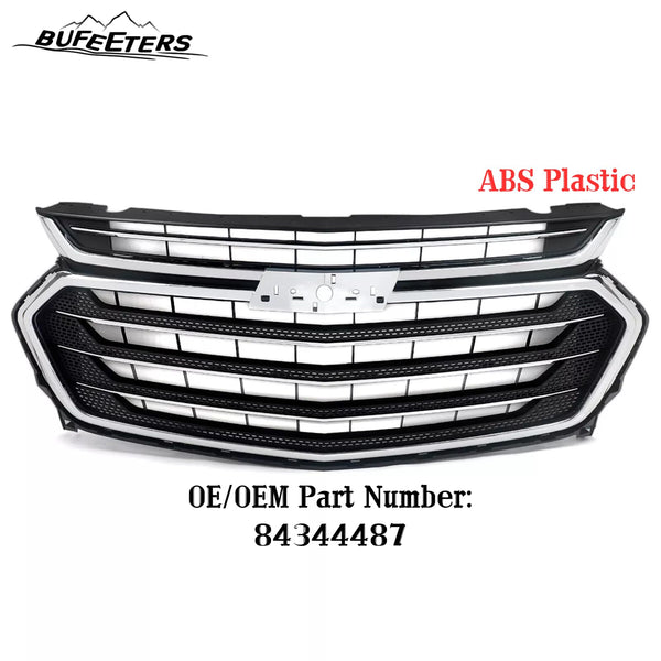 BUFEETERS Front Bumper Upper Grille Fit For 2018 2019 2020 2021 Chevy Chevrolet Traverse,Mesh Style,Chrome&Black