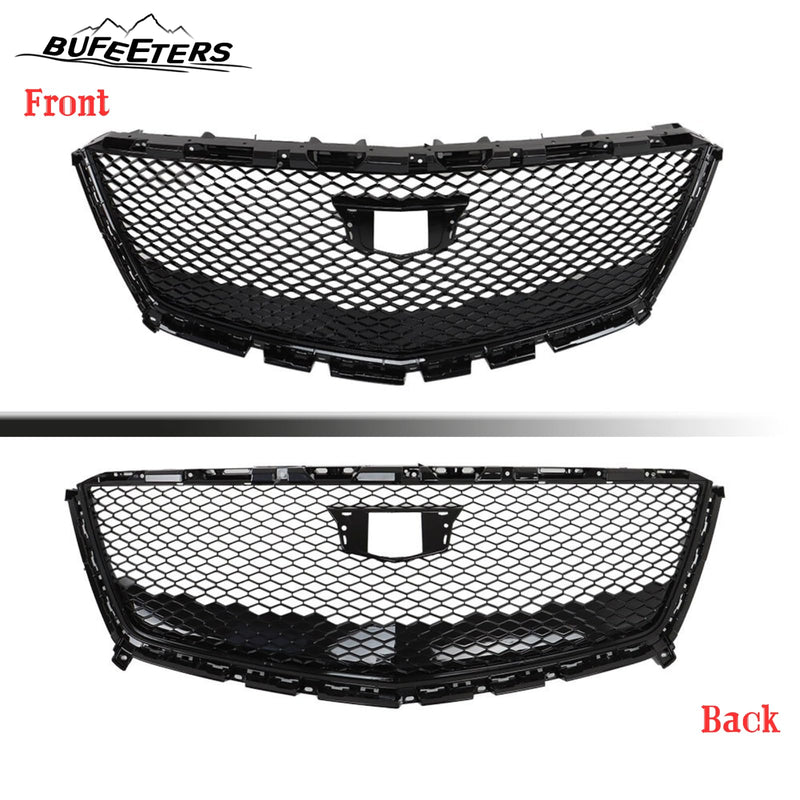 BUFEETERS   Front Bumper Upper Grille Fit For 2016 2017 2018 2019 2020 2021 Cadillac XT5,Mesh Style,Gloss Black