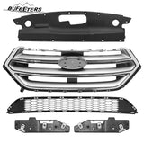 BUFEETERS  Front Upper&Lower Grill/Radiator Cover/Bumper Bracket Fit For 2015 2016 2017 2018 Ford Edge,Black&Silver