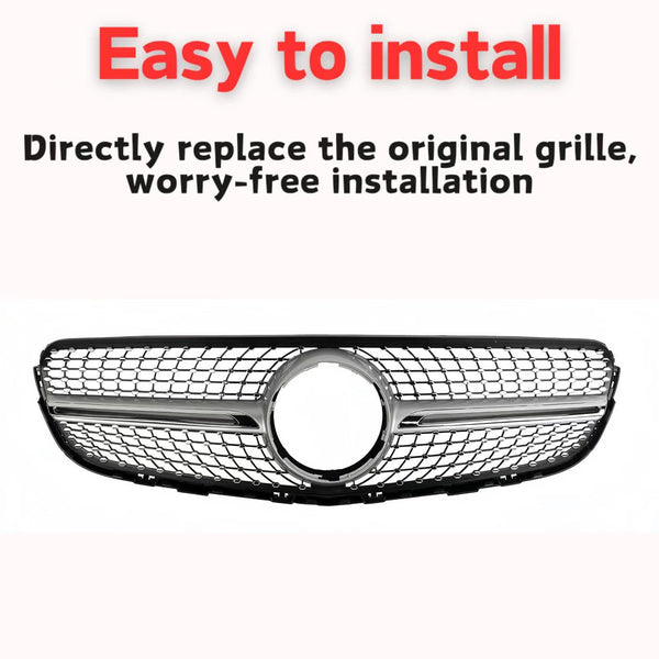 BUFEETERS Chrome Diamond Front Grille Fit For 2015-2019 Mercedes Benz X253 GLC300 GLC43