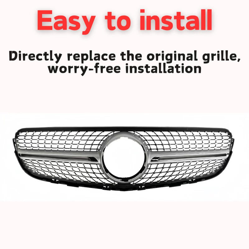 BUFEETERS Chrome Diamond Front Grille Fit For 2015-2019 Mercedes Benz X253 GLC300 GLC43