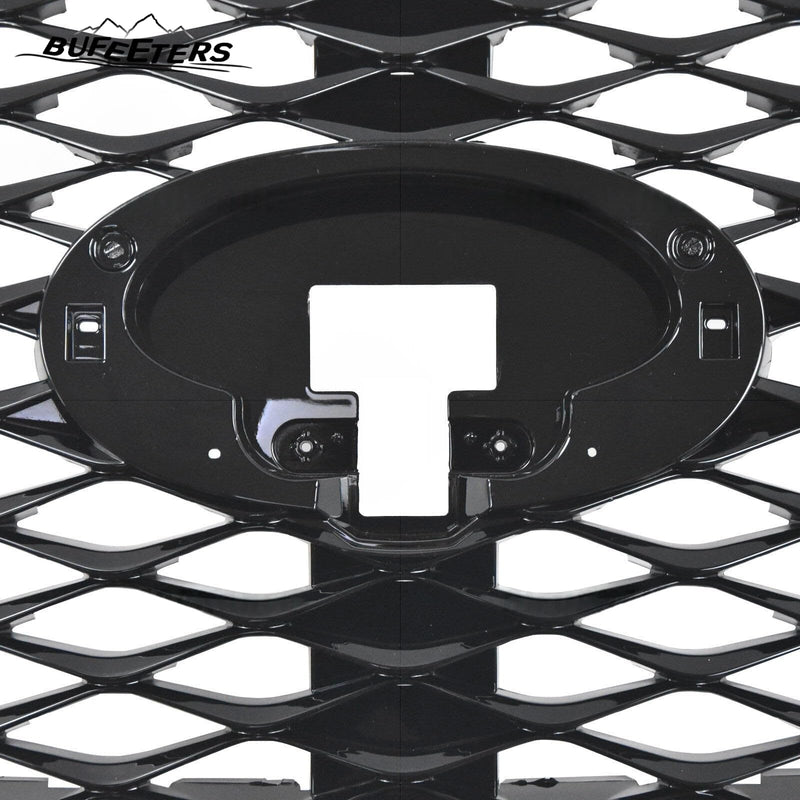 BUFEETERS  Front Bumper Upper Grille W/ Bumper Lower Trim Fit For 2015 2016 2017 INFINITI QX80,Factory Style,Gloss Black