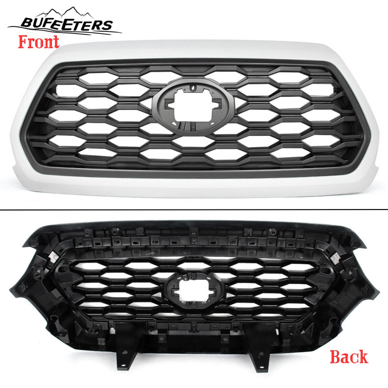 BUFEETERS   Front Bumper Grille Fit For 2016 2017 2018 2019 2020 2021 2022 2023 Toyota Tacoma TRD,Honeycomb 2021 TRD Look Style,040 Super White&Gray