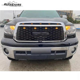 BUFEETERS Front Bumper Grille Hood Grill w/LED Amber Lights Fit For 2010 2011 2012 2013 Toyota Tundra,Mesh Style,Black