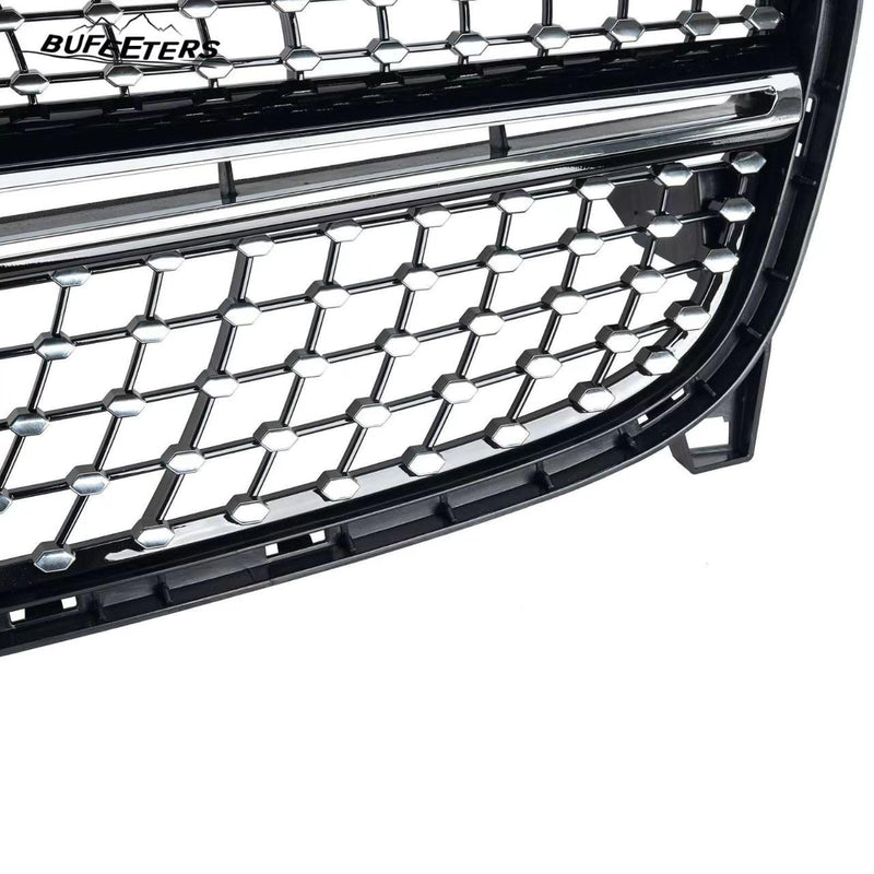 BUFEETERS  Front Bumper Upper Grille Fit For 2018 2019 2020 Mercedes Benz GLA-Class X156,Diamond Style,Silver