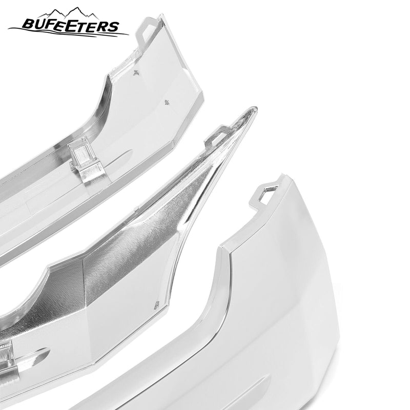 BUFEETERS  3PCS Front Upper & Center & Lower Grille Trim Fit For 2011 2012 2013 2014 Ford Edge,Factory Style,Chrome&Silver